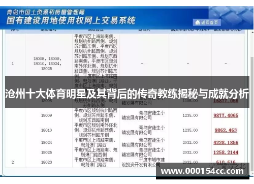 沧州十大体育明星及其背后的传奇教练揭秘与成就分析